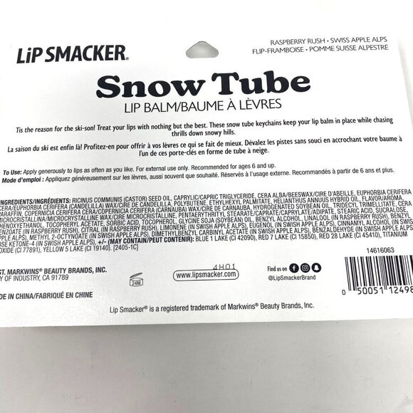 Lip Smacker Snow Tube Lip Balm & Key Chain 2 Packs Raspberry Apple Holiday - Picture 9 of 9